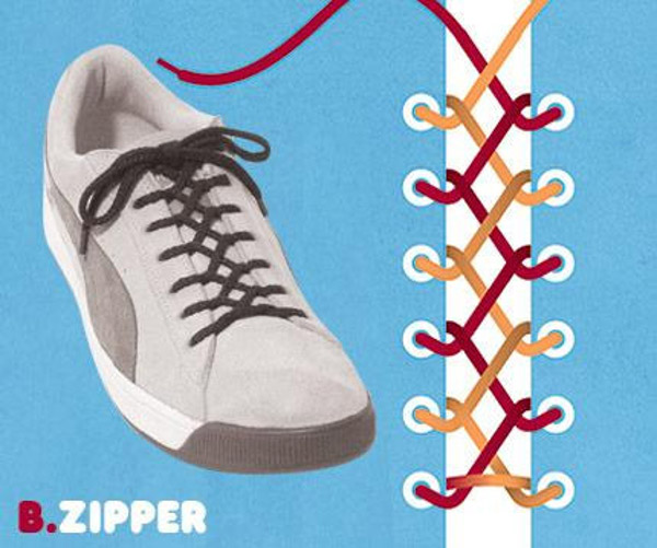 Cách buộc dây giày theo kiểu Zipper